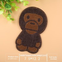 Patch en tissu tissé brodé à l'ordinateur, motif singe de dessin animé couleur café, pour décorations de vêtements et chapeaux, thermocollant, personnalisable, échantillon en 7 jours