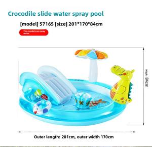 Usine Stock PVC <span class=keywords><strong>Piscine</strong></span> Gonflable Château Crocodile Dinosaure Famille Fontaine Glissière Dessin Animé Animal Structure Gonflable - Product Image 3