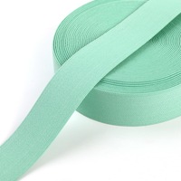 Bande élastique plate en sergé double face vert menthe en polyester, vente en gros d'usine, pour ceintures de vêtements et sacs