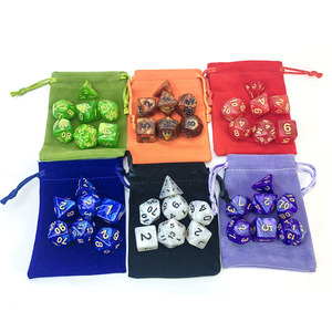 Juegos de dados poliédricos de 7 colores dobles con bolsas para juegos de mesa DND RPG D4 D6 D8 D10 D00 D12 D20 - Product Image 1