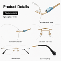 Lunettes sans monture en titane de qualité supérieure pour femmes et hommes, lunettes optiques ultra légères avec détails métalliques élégants Zg510gn