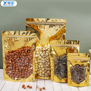 Sachet Doypack Personnalisé avec Logo, 250g, 500g, <span class=keywords><strong>1kg</strong></span>, Doré Transparent, à Fermeture Éclair, <span class=keywords><strong>en</strong></span> Plastique, pour Épices, Produits Secs, Fruits Séchés - Product Image 1