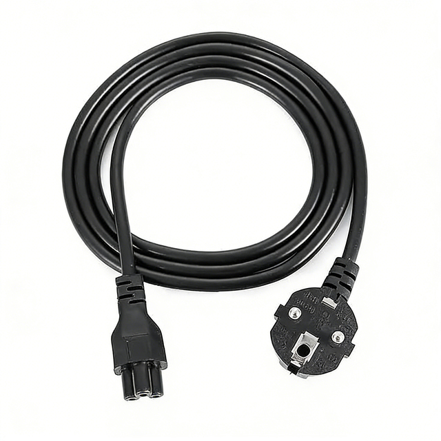 VDE Certified Pure Copper EU 3-Core Plug Cord Euro IEC C5 Mickey Mouse Power Cable with 1 Outlet for Laptop Adapter Charging