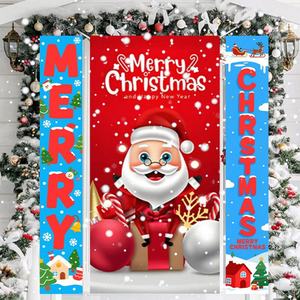 Nouveau Bannière de porte de Noël Père Noël, Couplet de Noël, Décoration de fête, Joyeux Noël, Bonhomme de neige, Rideau de Noël, Ornement du Nouvel An - Product Image 3