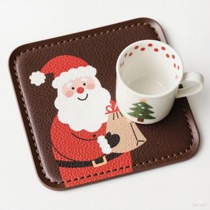 Posavasos de PVC Rectangular Antideslizante, Aislante del Calor, Impermeable, con Diseño Navideño de Santa Claus - Product Image 1