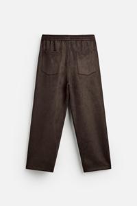 스웨이드 질감 패브릭 주름 디자인 캐주얼 바지 - Product Image 5