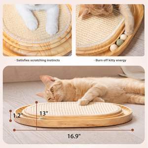 Bambu Palm interaktif ahşap kedi tırmalamak kurulu oyuncak topu parça kapalı kedi ağaçları & Scratcher - Product Image 3