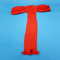 Robe longue plissée unie pour femme, col rond, manches lanternes, coupe sirène moulante, idéale pour soirée, mariage ou fête