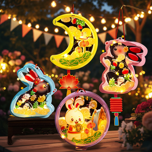 ईस्टर कार्टून खरगोश हस्तनिर्मित डिय हस्तनिर्मित चमकदार प्लास्टिक लालटेन थोक - Product Image 3