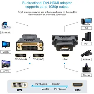 Оптовая продажа, высокоскоростной адаптер-коннектор 3d HDMI штекер-гнездо DVI