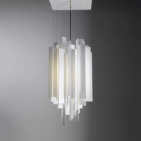 Lampe suspendue en acrylique rétro nordique, source de lumière LED, cadre en fer, pour salle à manger, salon, comptoir de bar, lustre