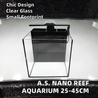 A.S. Aquarium carré moderne en verre ultra-clair éco-responsable pour poissons de récif, 25-45 cm, pour salon, cuisine et bureau