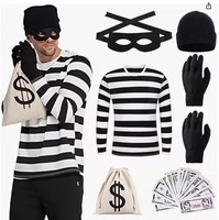 Nouvel Arrivage 2026 : Costume de Cosplay Adulte - Ensemble Voleur Prisonnier avec Bonnet, Masque, Gants et Sac à Monnaie - Idéal pour Halloween, Carnaval, Fêtes IM175-W