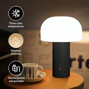 Lampe de bureau transfrontalière de style crème de luxe, à intensité variable, rechargeable par USB, avec fonction tactile en forme de champignon, pour chevet et bureau - Product Image 2