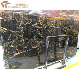 <span class=keywords><strong>Precio</strong></span> de fábrica Atenas Mármol negro y dorado Losas de mármol Portoro negro para azulejos de pared de escaleras - Product Image 4