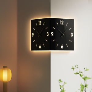 Reloj de pared moderno con pantalla Digital silenciosa de doble cara para sala de estar, Art Deco abstracto, retroiluminación naranja, aguja acrílica de doble cara - Product Image 2