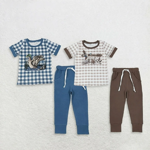 ชุดเสื้อแขนสั้นลายสก๊อตเป็ดสำหรับเด็กทารกชาย - Product Image 1