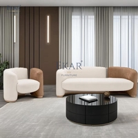 Ensemble de canapés contemporains et modernes à blocs de couleurs en bois massif, design élégant en tissu, usage pour la maison et l'appartement
