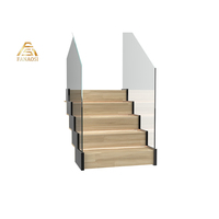 Escalier droit moderne sur mesure, escalier intérieur en acier et bois pour villa avec garde-corps en verre