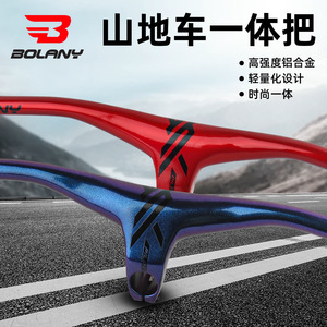 Guidon de VTT Bolany 28,6 mm avec pince -17° en alliage d'aluminium haute résistance, noir et or - Product Image 4