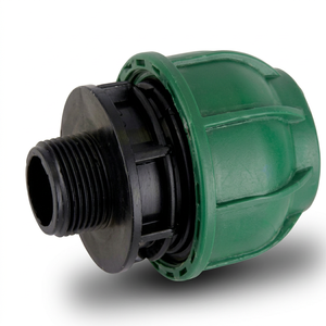 Conector de Compresión de Polipropileno de Superficie Lisa con Rosca Macho Recta Verde para Suministro de Agua de Riego - Product Image 1