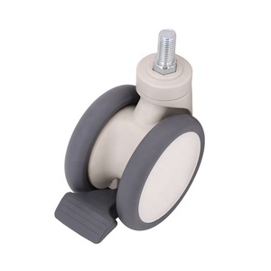 Roulettes pivotantes silencieuses TPR <span class=keywords><strong>de</strong></span> 5 pouces pour mobilier médical et <span class=keywords><strong>lit</strong></span> d'hôpital, à usage moyen, avec double frein - Product Image 1