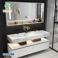 Meuble-lavabo mural moderne OEM 2026 avec double vasque et miroir inclus pour salles à manger