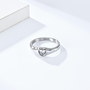 Mulheres ouro <span class=keywords><strong>18k</strong></span> chapeamento noivado aço inoxidável coração forma zircão anéis - Product Image 5