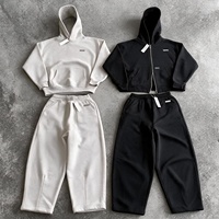 QIANSHI Fabricant de Survêtements Unisexe en 100 % Coton, Ensemble de Survêtement Ample et Oversize de Haute Qualité pour Hommes avec Sweat-shirt à Capuche et Pantalon