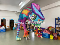 Marionnette gonflable caméléon pour défilés, caméléon gonflable ambulant pour spectacles de rue