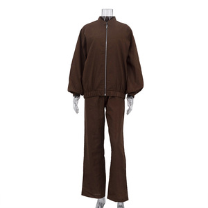 Nouvel ensemble décontracté et tendance en coton et <span class=keywords><strong>lin</strong></span> pour <span class=keywords><strong>femme</strong></span> : veste zippée à manches longues, gilet et <span class=keywords><strong>pantalon</strong></span> large – Ensemble trois pièces - Product Image 4