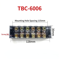 Bloc de bornes fixe en cuivre TBC-6004 TB-604 60A 4P, connecteur de fil ignifuge