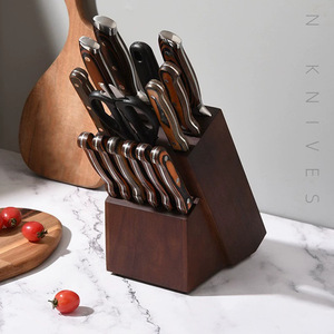 Juego de cuchillos de chef HORECA de 15 piezas, cuchillos de acero inoxidable 3CR13, mango de madera Pakkawood, bloque de almacenamiento de madera para cocina comercial. - Product Image 2