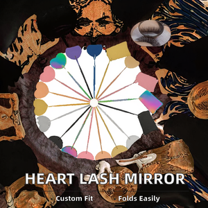 Heart Eye Lash <b>Mirror</b> Holder Cute Butterfly Eyelash Extension <b>Mirrors</b> Single Silver Finish Foldable Hand Held Custom Shape Logo - Product Image 2