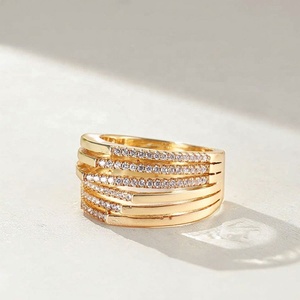 Anillo de Compromiso y Boda con Circonita Cúbica, Joyería de Moda, Diseño de Corazón, Chapado en Oro, para Regalo, Fiesta, Aniversario - Product Image 4