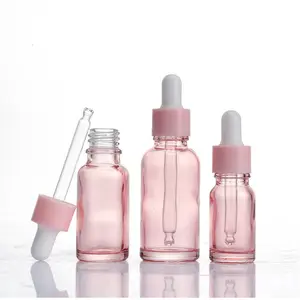 Groothandel Lege Roze Cosmetische 5Ml 10Ml 15Ml 20Ml 30Ml 50Ml 100Ml Glazen Huidverzorging Etherische Olie Serum Druppelaar Verpakkingsflessen