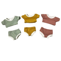 Ensemble de vêtements pour poupées en coton côtelé, haut court à manches courtes, culotte, tenue en tricot doux pour poupées de filles