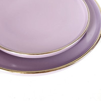 Service de table en grès émaillé coloré 16 pièces, vaisselle de luxe en céramique avec ligne dorée, pour hôtel