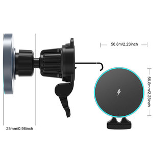 Support de téléphone magnétique N52 puissant en alliage d'aluminium pour voiture, <span class=keywords><strong>chargeur</strong></span> sans fil 360° réglable pour grille d'aération, charge rapide 15W, lumière bleue ambiante - Product Image 6