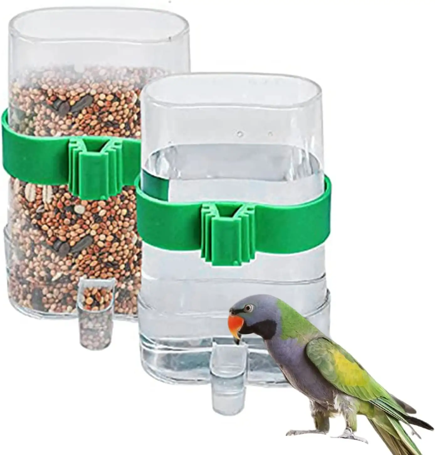 Birds Automatic Water Dispenser 220 ml Bird Feeder Automatic Transparent Green Parrot Food Dispenser Plastic Drinking Bottle