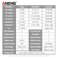 ANENG 616 Mini multimètre portable Grand écran rétroéclairé Numérique Intelligent 6000 Comptes Testeur AC/DC Multimètre portable