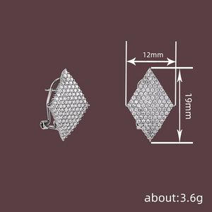 Orecchini a forma di diamante per donna, gioielli geometrici scintillanti con pavé completo - Product Image 6