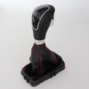 Ford Mondeo Gear <b>Shift</b> <b>Knob</b> Cover Black Leather Red Stitching Universal Fit - Product Image 3