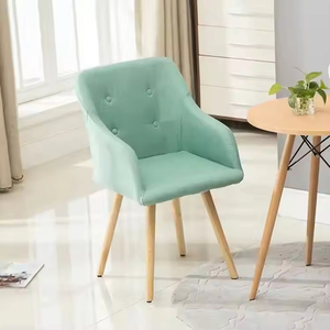 Groothandel Moderne Comfortabele <span class=keywords><strong>Wingback</strong></span> Fluwelen Stof Gestoffeerde Eetkamerstoel Met Houten Poten - Product Image 3