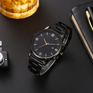 Montre à quartz pour homme de style luxueux, bracelet en acier noir, montre-bracelet pour homme d'affaires, cadran romain, montre tendance pour homme - Product Image 5