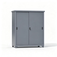 Armoire de rangement moderne extra-large en acier gris à portes coulissantes, configuration double zone pour outils et fournitures quotidiennes, écologique et durable