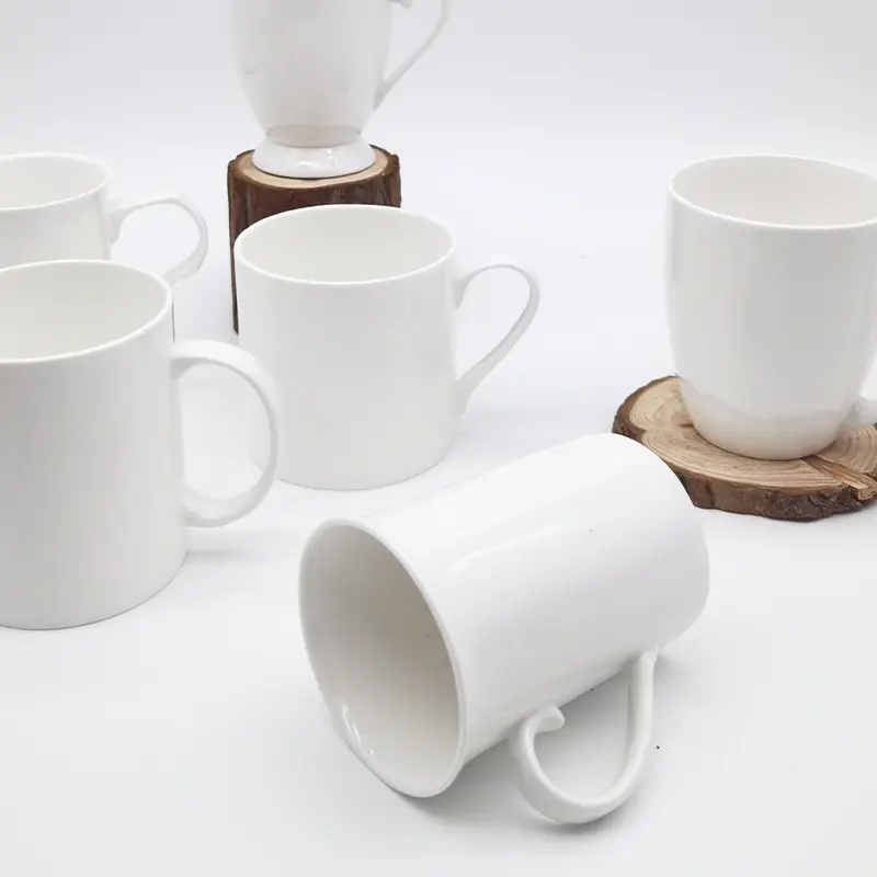 Vente en gros Tasse à café tasse en céramique vierge tasse personnalisée en céramique blanche unie à sublimation