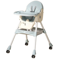 Chaise haute portable multifonctionnelle moderne et réglable pour bébé, en plastique, avec roulettes, pour salle à manger, idéale pour l'alimentation des enfants