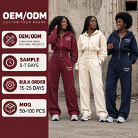 Ensemble de survêtement streetwear premium personnalisé pour femme, sweat à capuche zippé en molleton et pantalon de jogging, ensemble deux pièces, vêtements de sport et de loisirs
