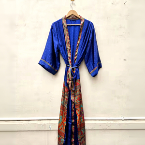 Sari de Seda Indio para Mujer, Estilo Bohemio Vintage, Bordado a Mano, Cintura Elástica, Transpirable, Vestido de Playa - Product Image 1